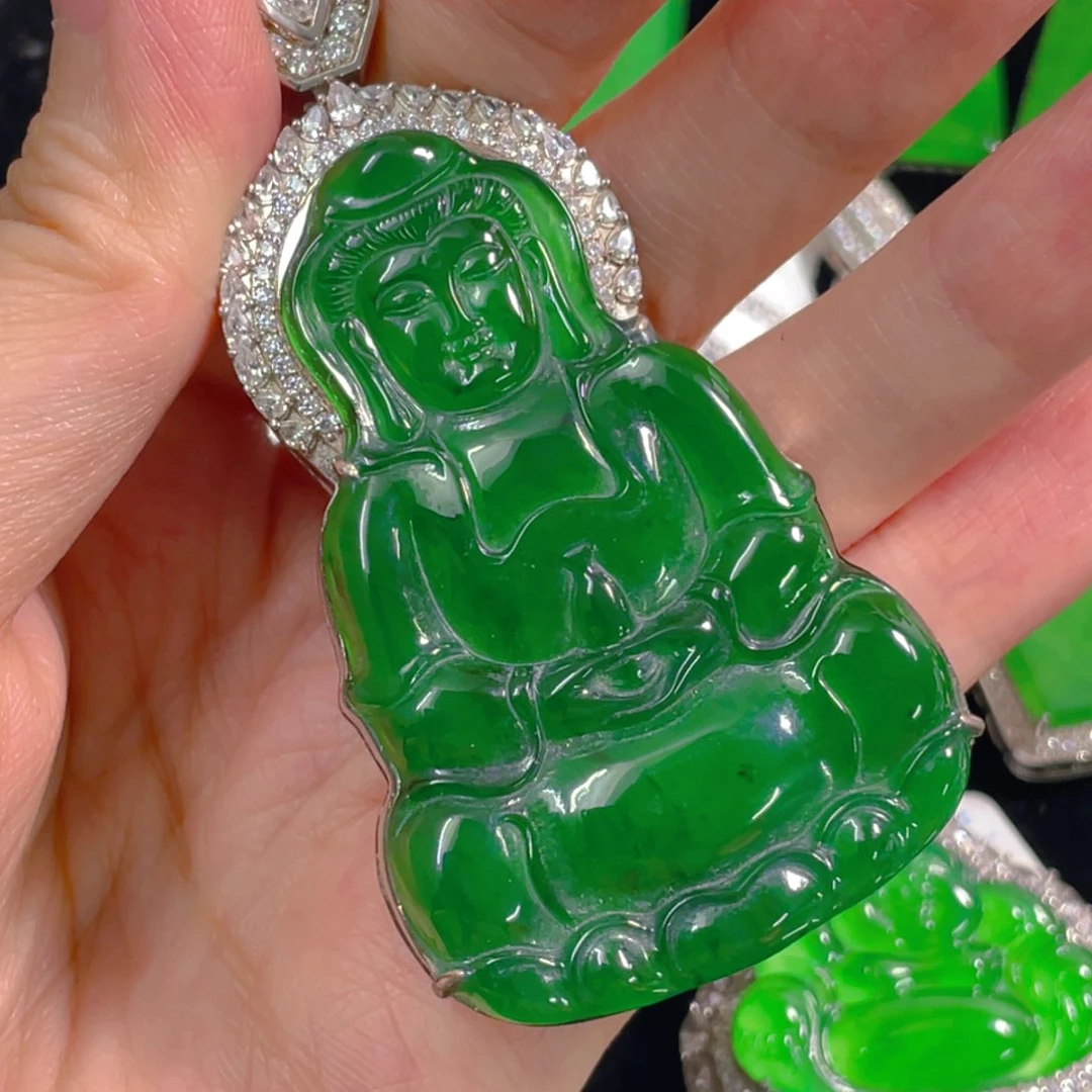 翡翠银S925镶嵌吊坠(不含链)