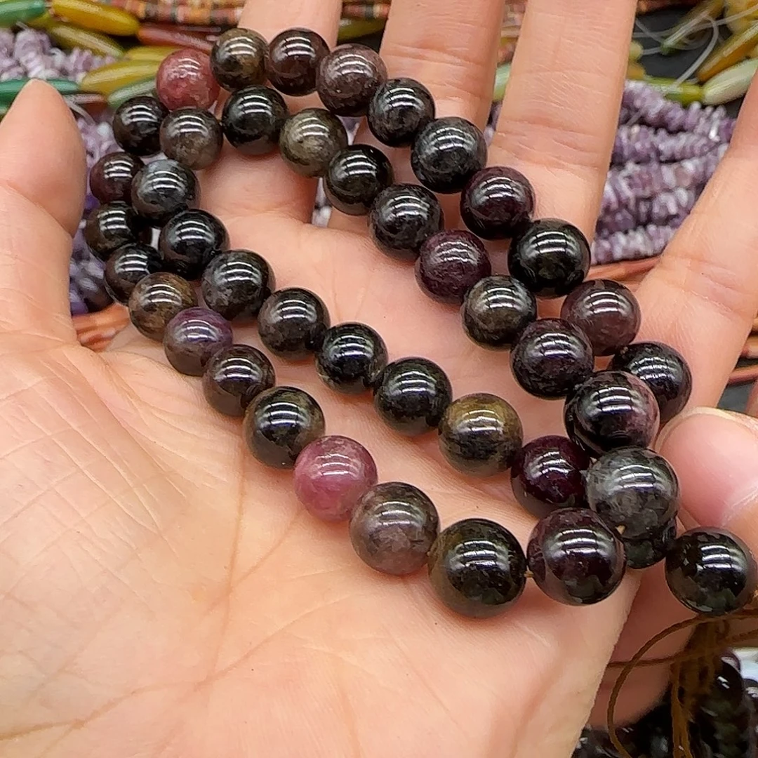 玛瑙/玉髓合金珠宝半成品碧玺9mm一条