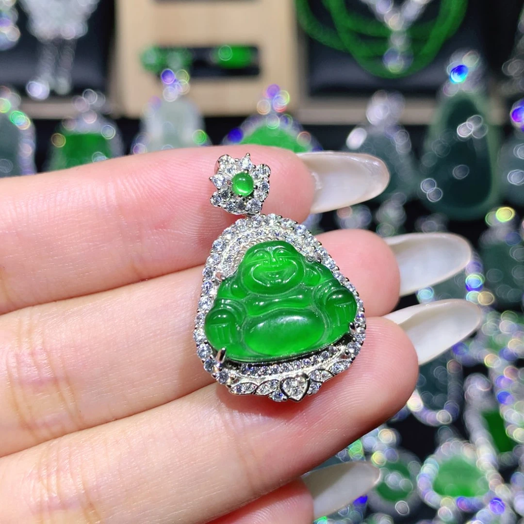 翡翠银S925镶嵌吊坠(赠链)