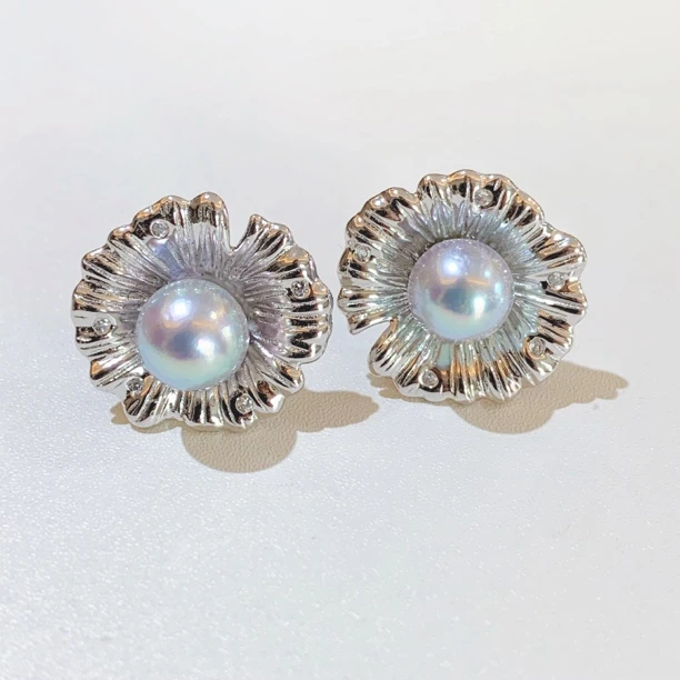 甜美风耳钉气质S925银镶嵌百搭时尚