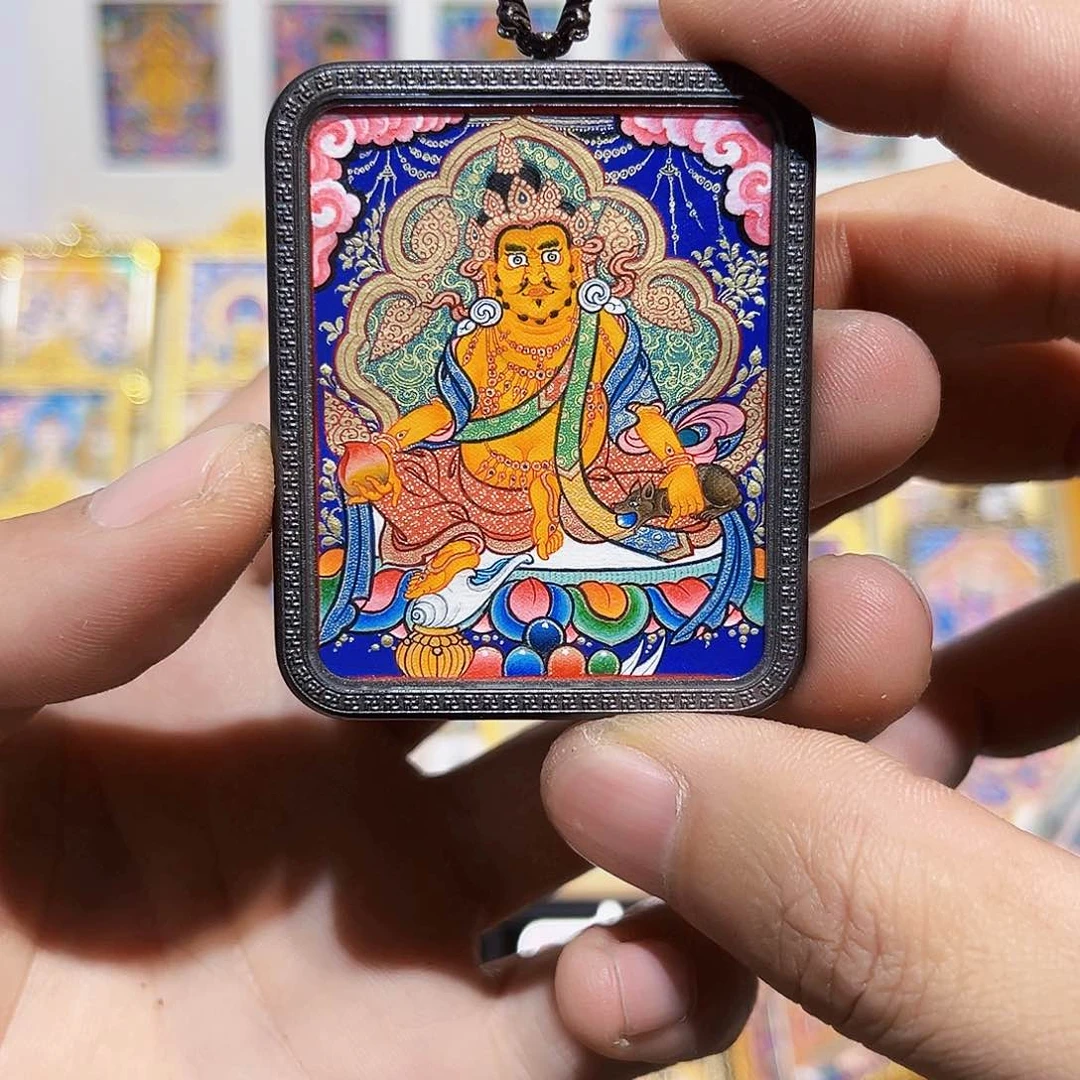 吊坠青海热贡纯手绘黄财