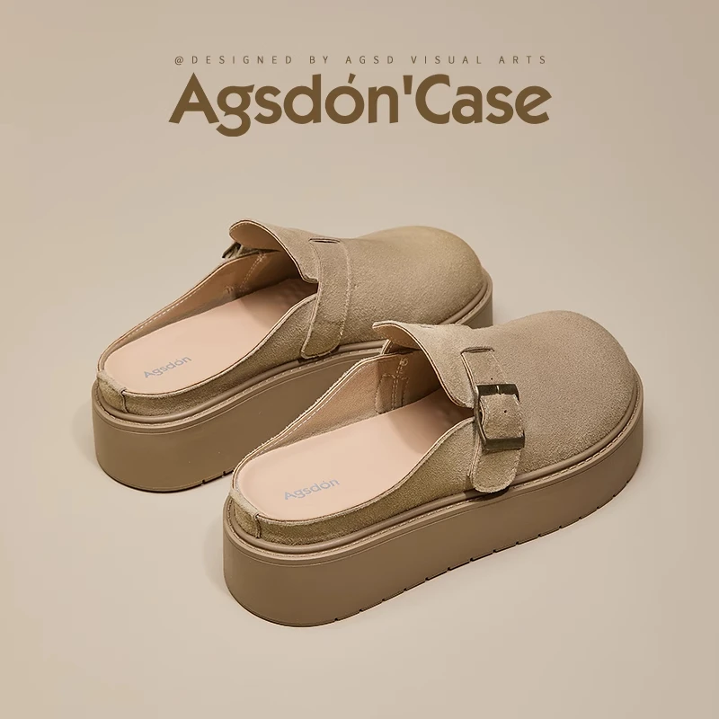 奥古狮登包头勃肯半拖鞋女2025新款夏季厚底增高勃肯凉鞋外穿孕妇