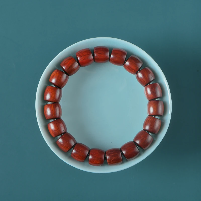 赞比亚血檀泥料10x11直切桶珠手串