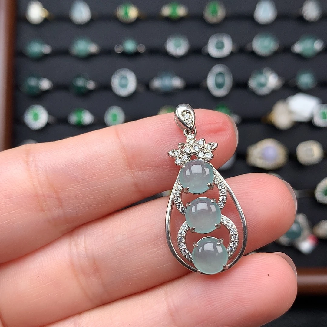 翡翠银S925镶嵌颈饰