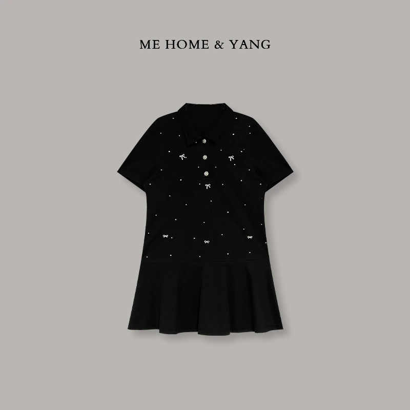 ME【蝴蝶结鱼尾裙】春季黑色显瘦裙子时尚新款女士连衣裙MEQS5553