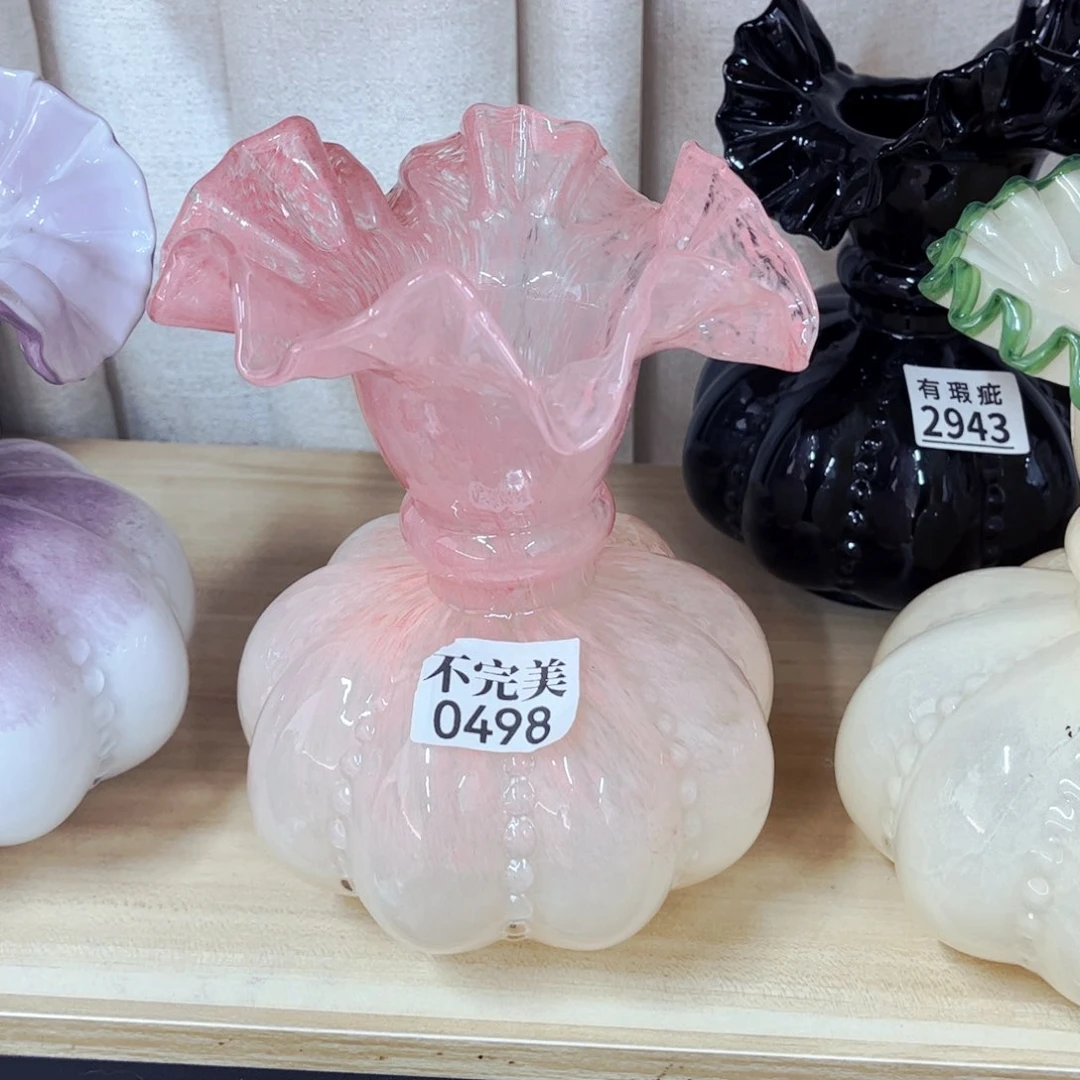 0498芬顿，高20厘米 家悦琉璃花瓶摆件 瑕