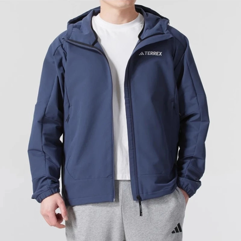 Adidas/阿迪达斯简约百搭梭织夹克户外运动连帽外套IP0737