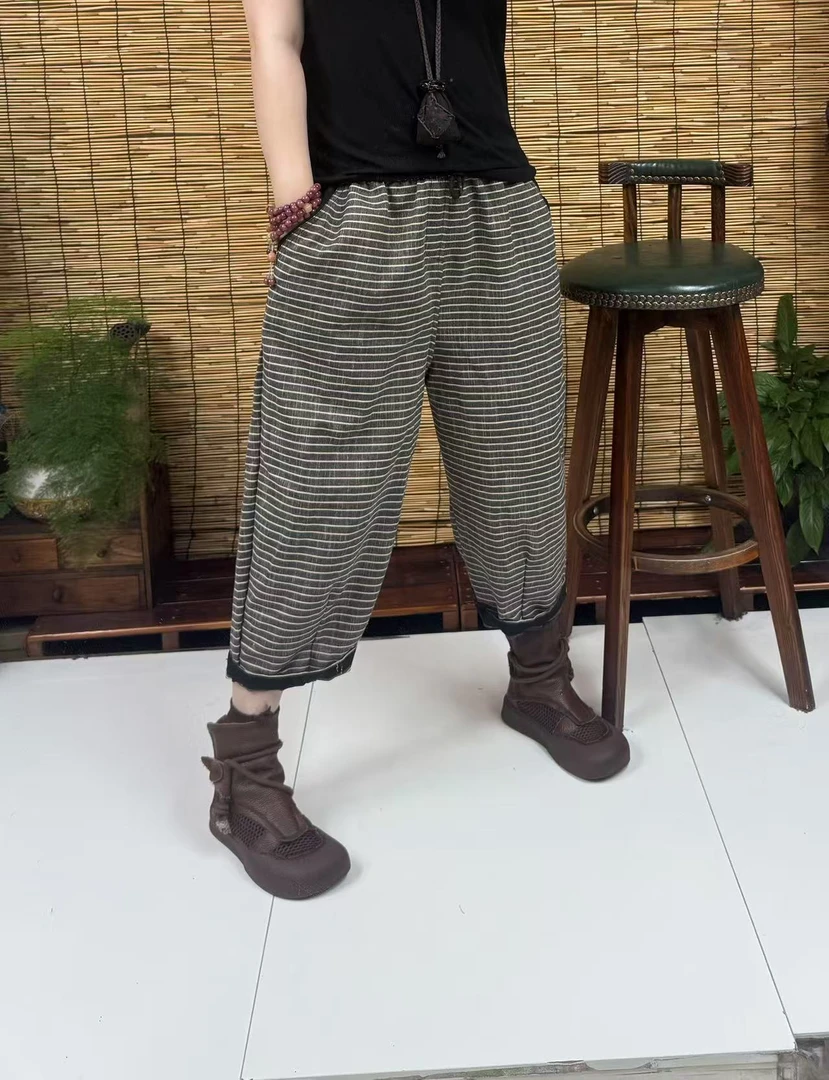 3396夏款色织横条八分裤（长80左右，90-150斤）