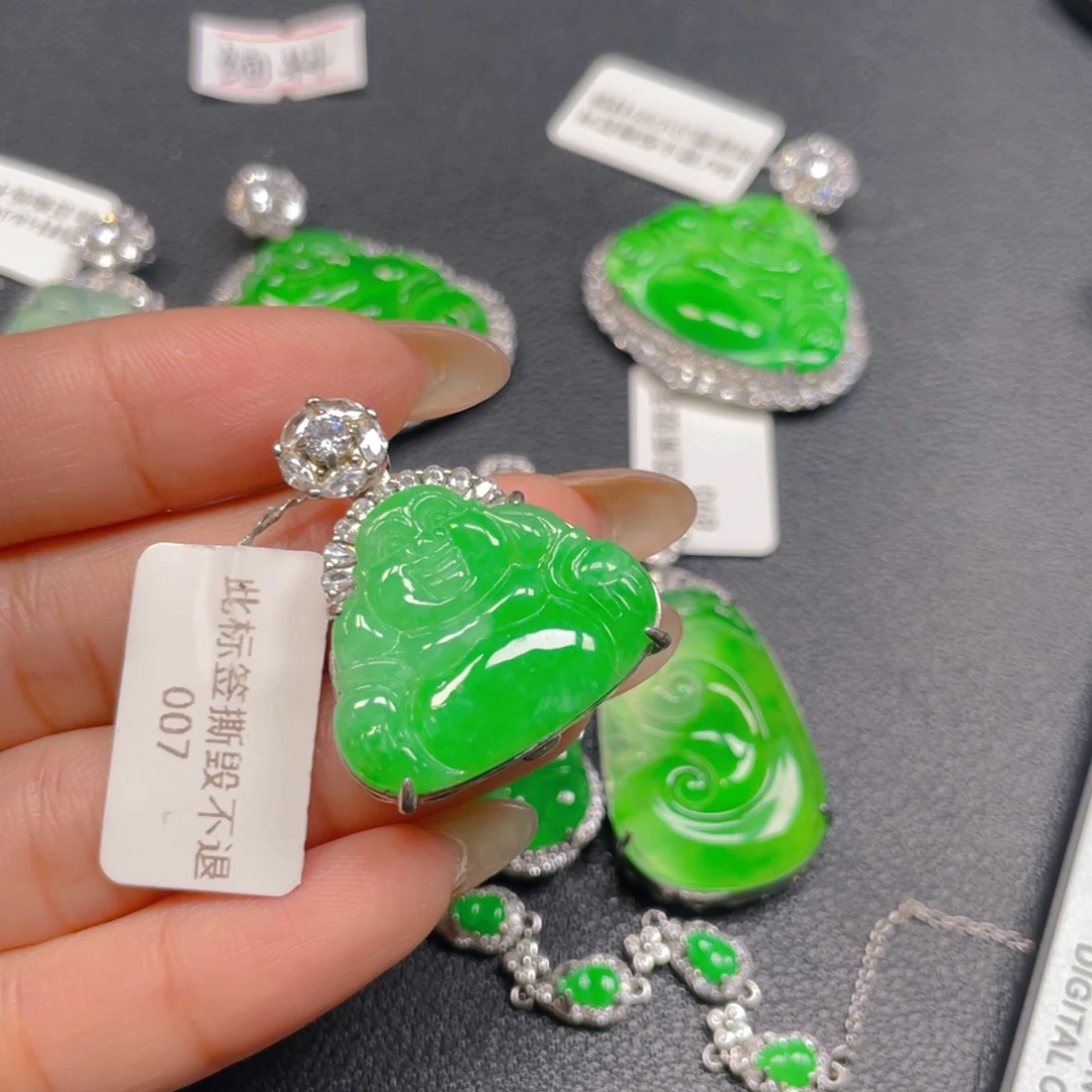 翡翠银S925镶嵌吊坠(不含链)