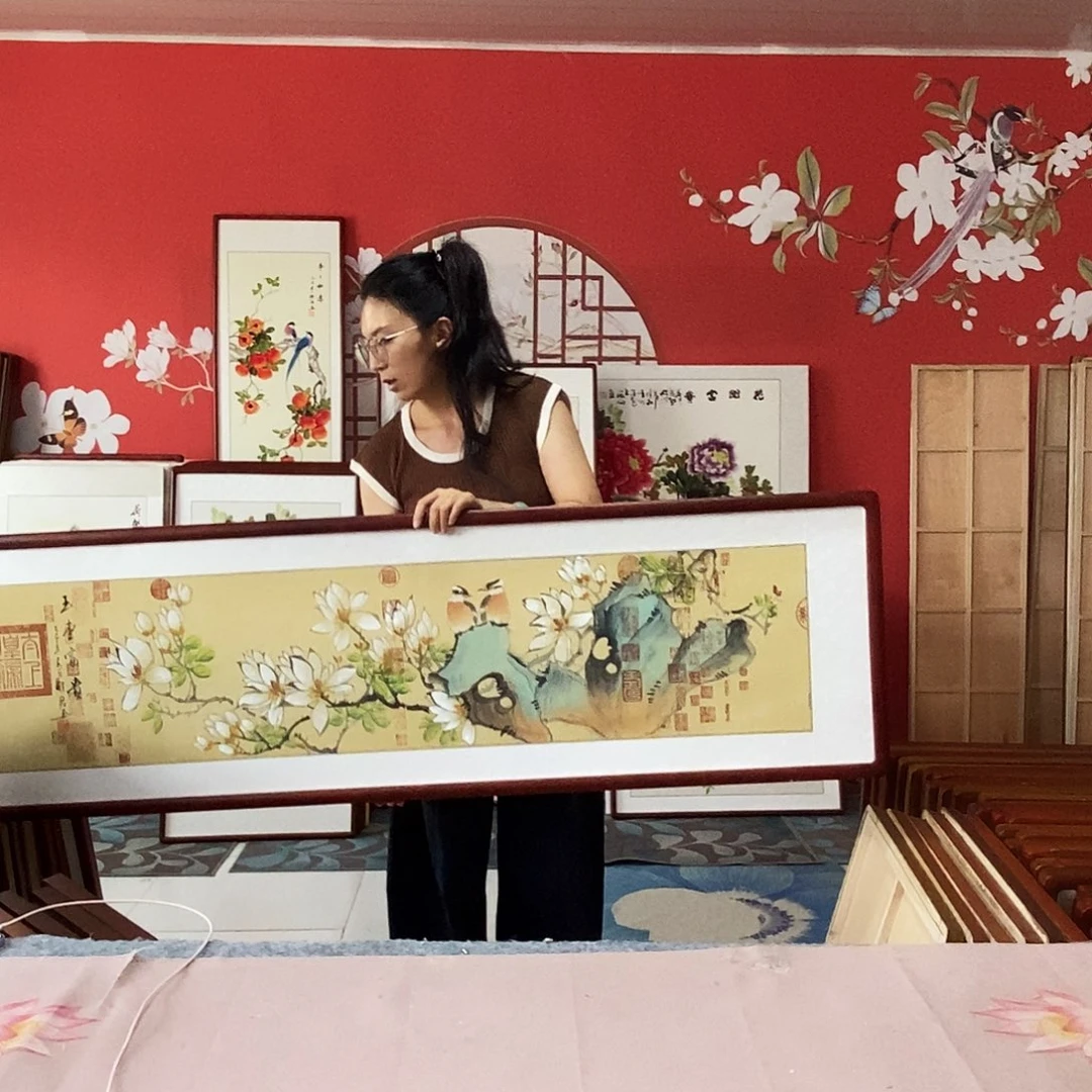国画手写手绘带框包邮47✖️162国画作品
