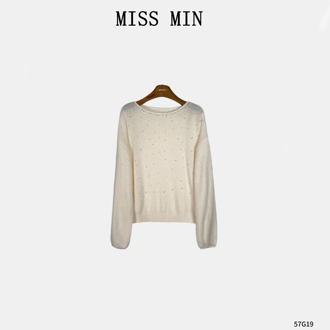 MISS MIN【星落】时髦高级感钉珠毛衣清冷衣服显瘦气质针织衫 57G19