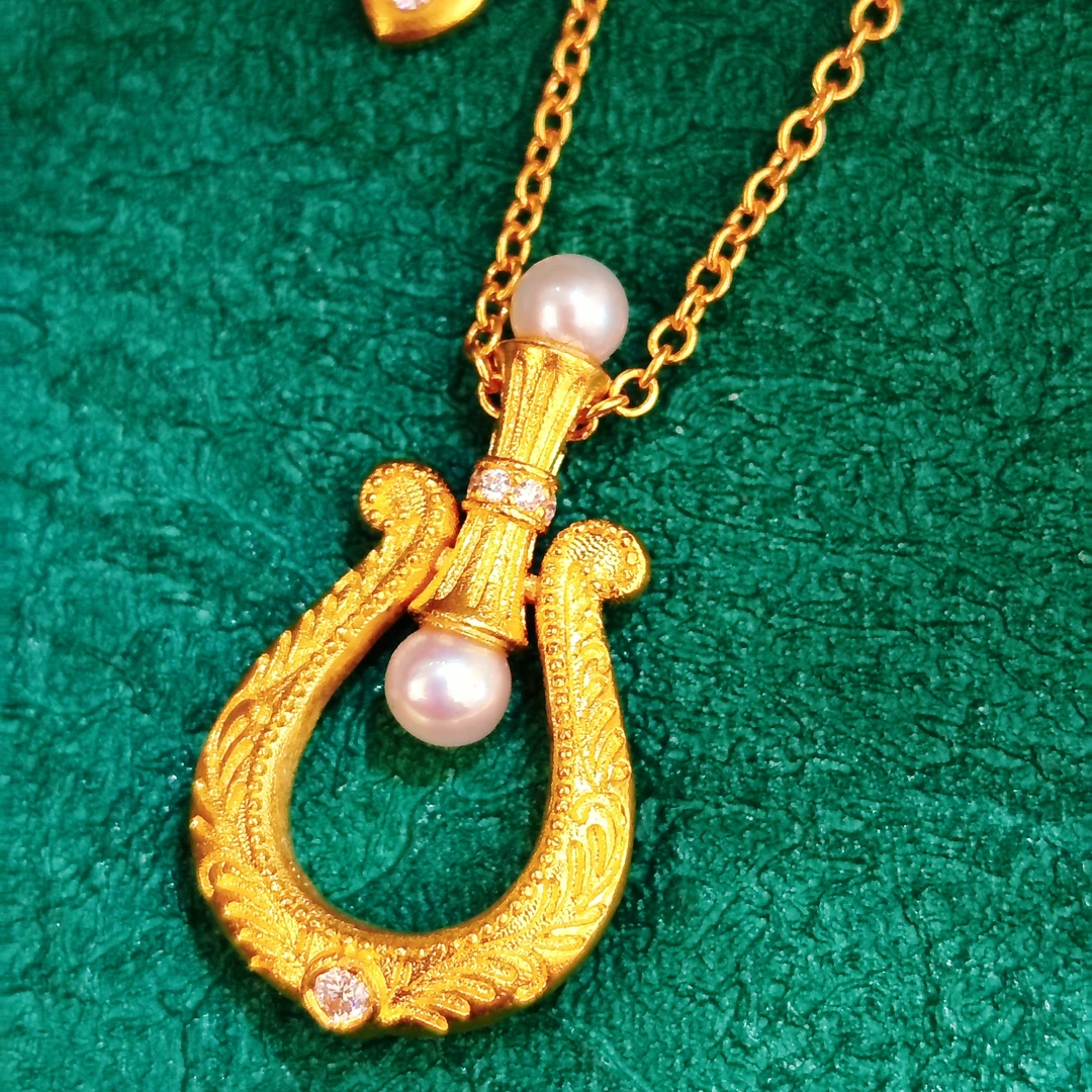 足金999马蹄旋转女士套链精致镶嵌附加128