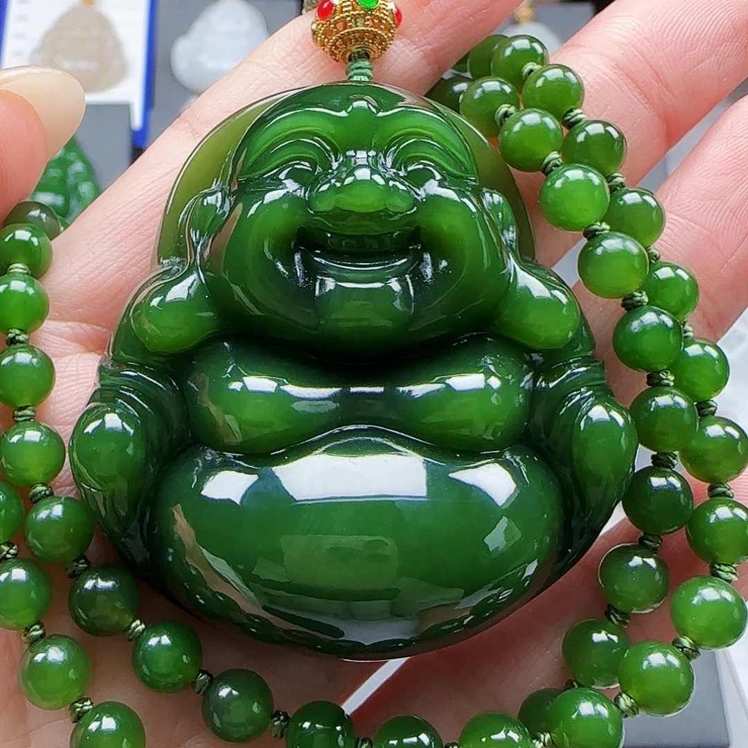 和田玉足金镶嵌颈饰