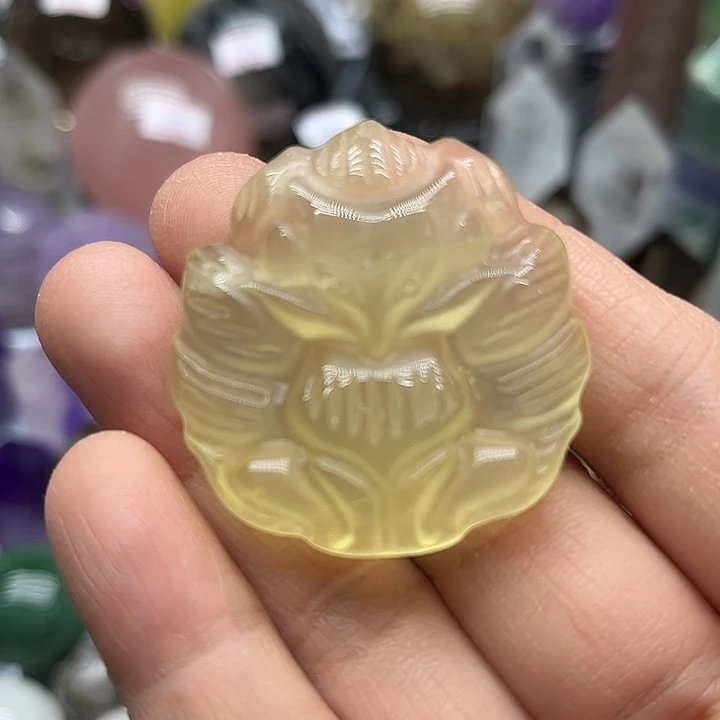 水晶珠宝半成品未镶嵌22克黄水晶狐狸牌