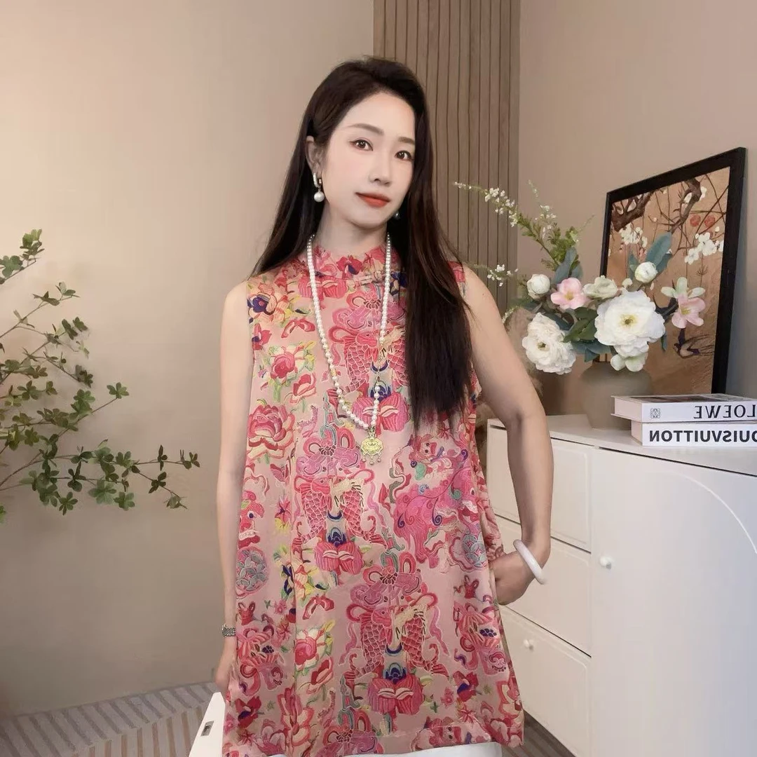 新中式国风无袖上衣女2025夏装轻奢复古盘扣显瘦减龄气质上衣