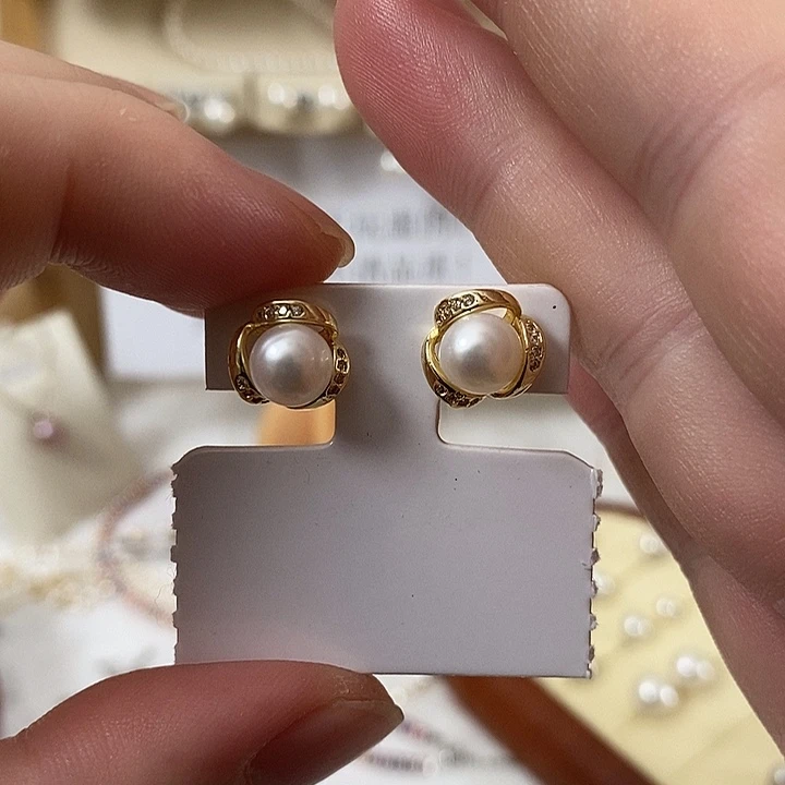 耳饰淡水珍珠银S925镶嵌