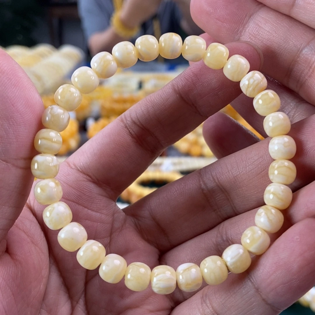 琥珀未镶嵌珠宝奇石7虎皮纹老型手串7