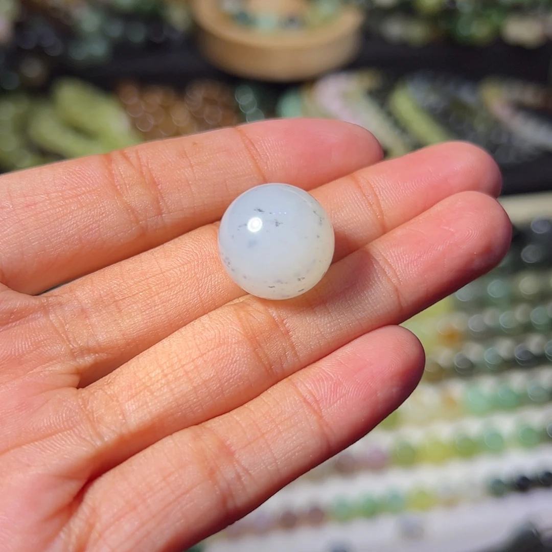 【闪购商品】和田玉未镶嵌珠宝奇石点墨青花16mm