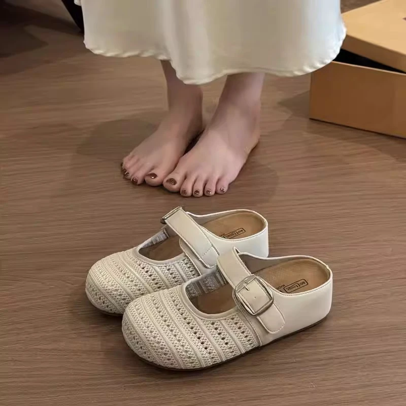 内增高勃肯拖鞋女外穿2025年夏季新款厚底配裙子一脚蹬包头半拖鞋