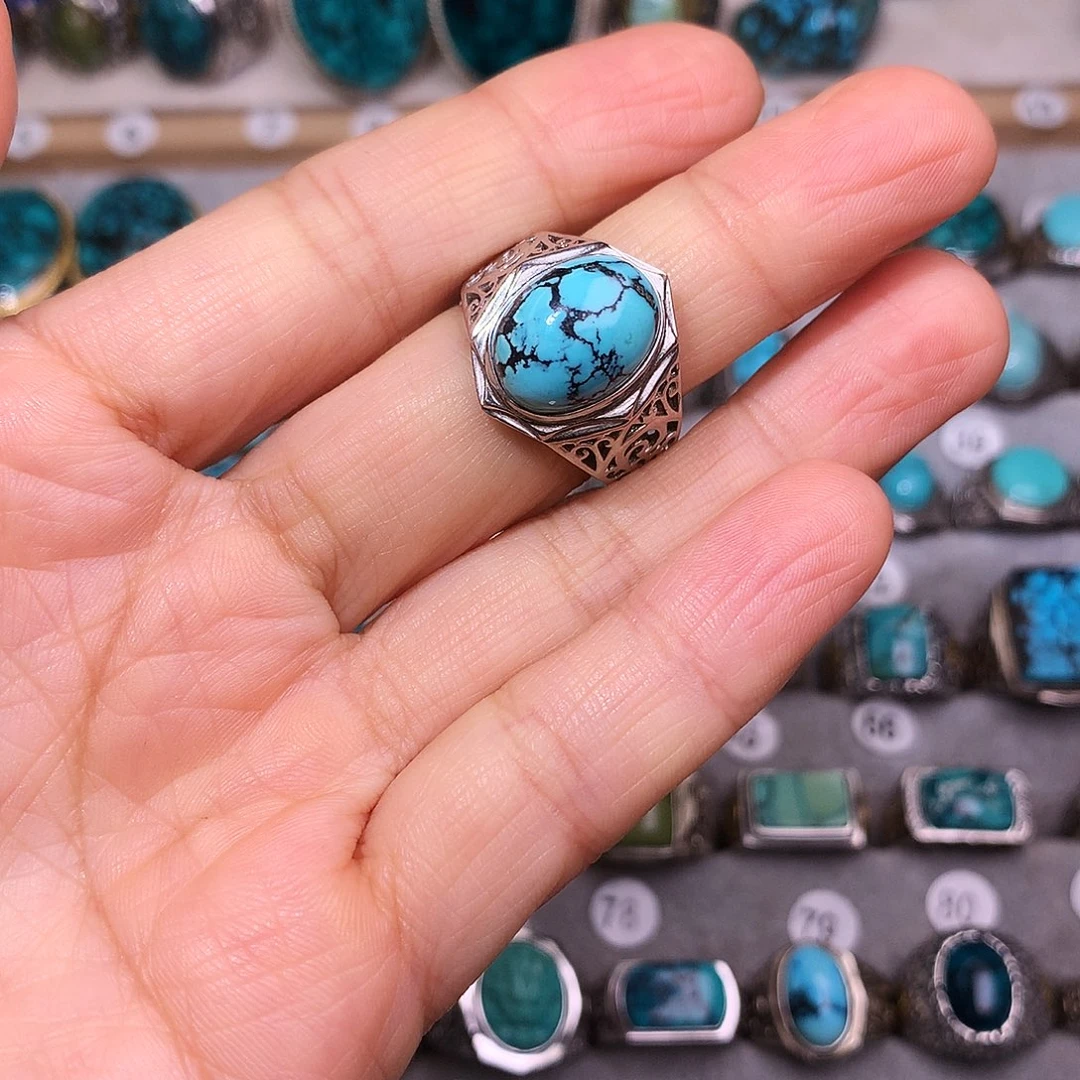 绿松石挂件银S925镶嵌