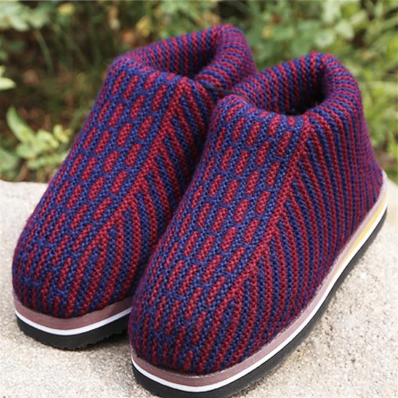 棉鞋冬季成品女编织打毛线针织加绒加厚纯手工勾线男居家保暖拖鞋