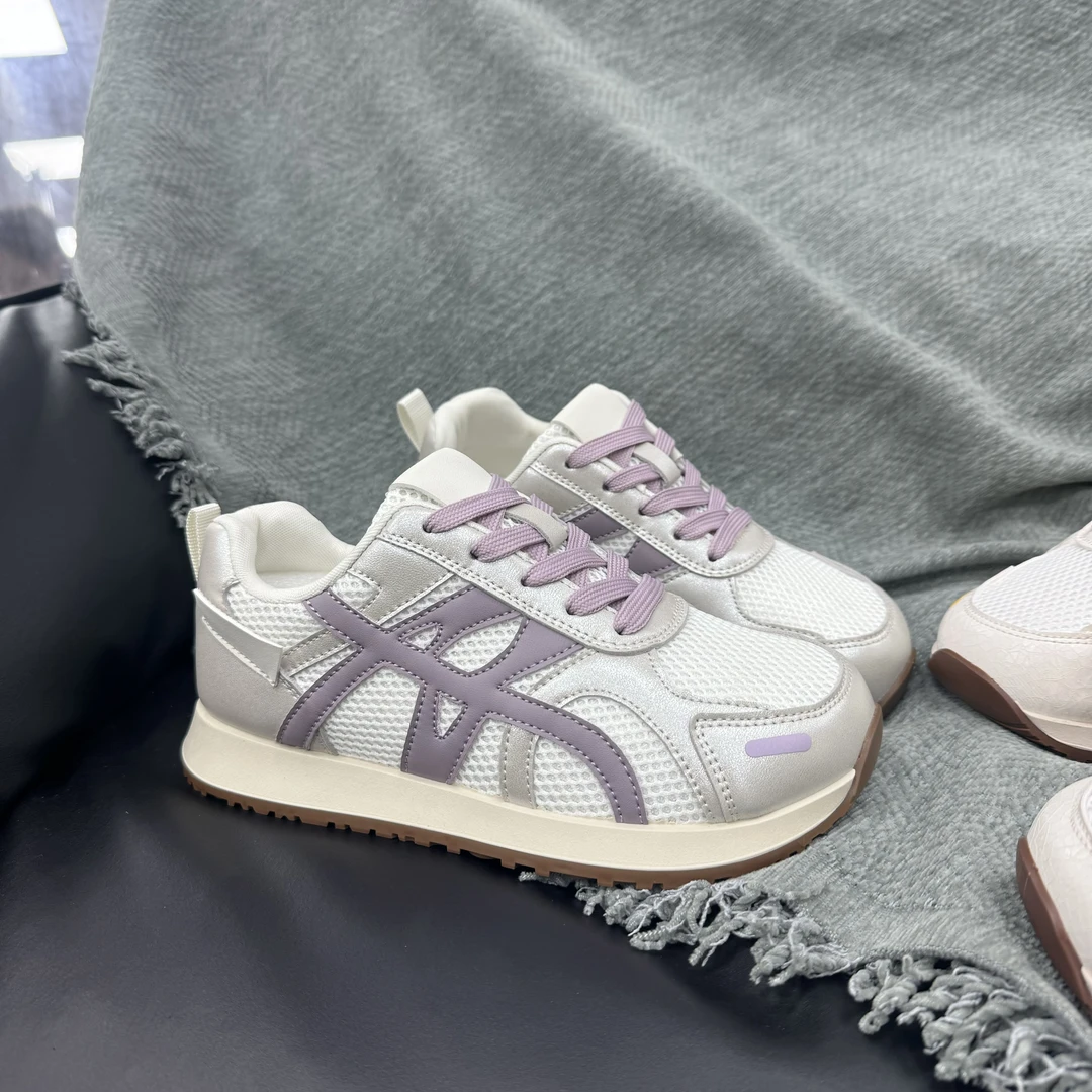 KC881 紫爆款厚底鞋女夏薄款透气网面2025超火新款休闲运动阿甘鞋