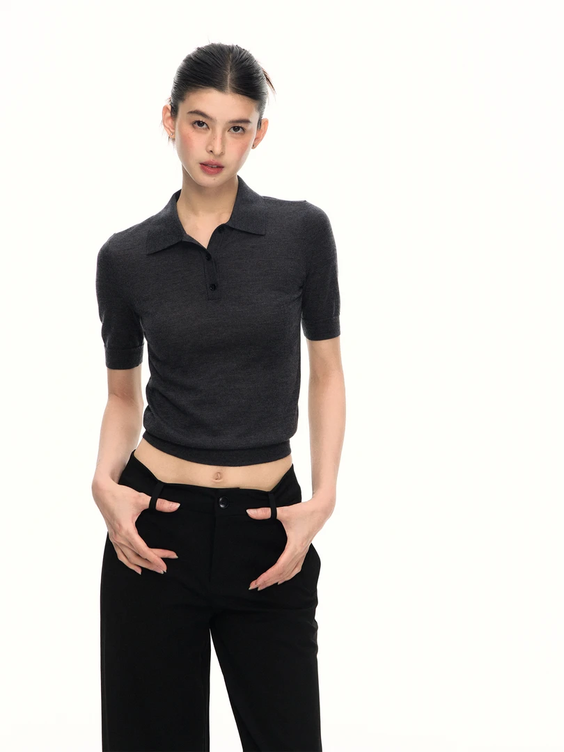 【CHUN ZI】基础春夏短款正肩修身收腰短袖Polo衫