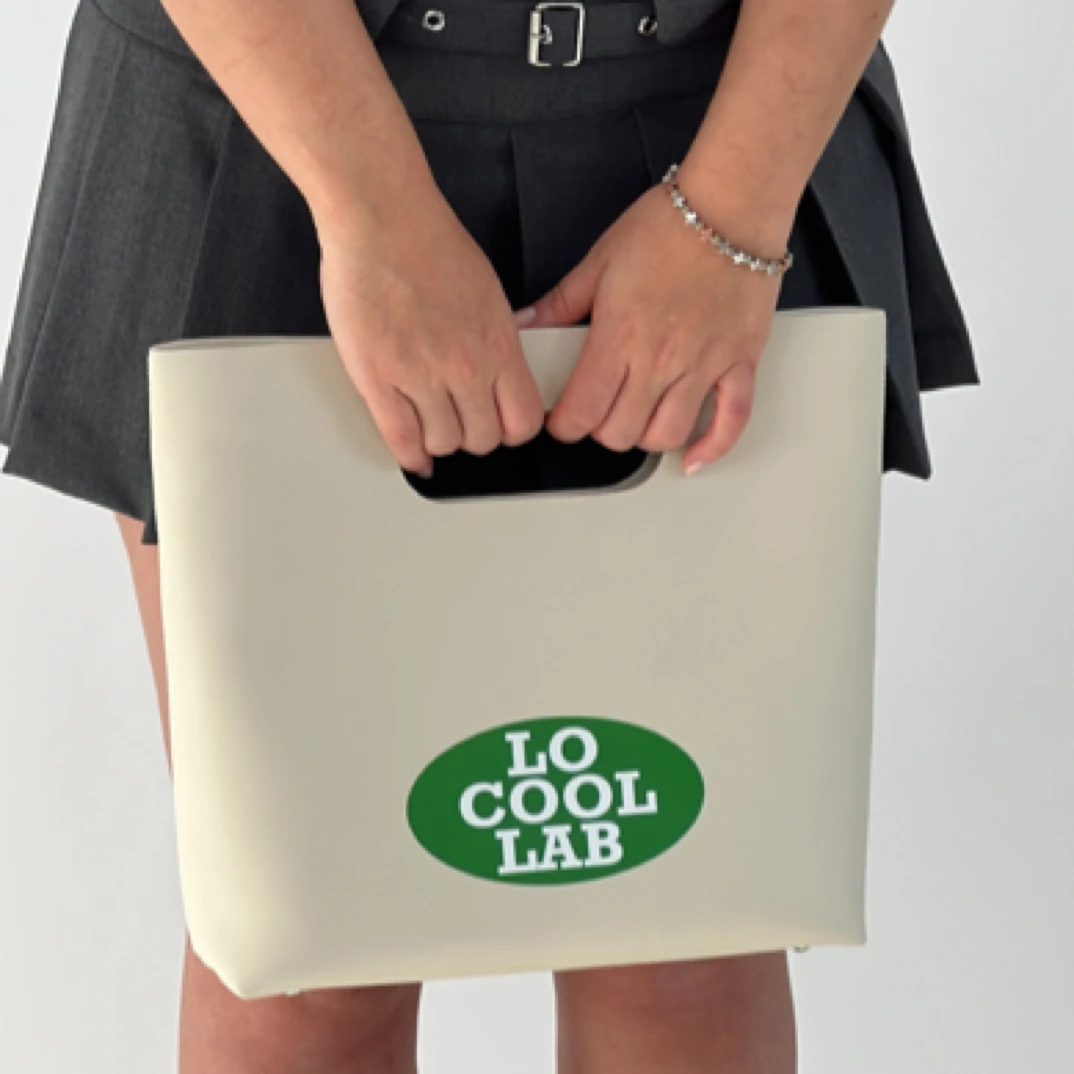 locoollab手提斜挎撞色印花牛皮口袋包时尚大容量双肩带潮流百搭