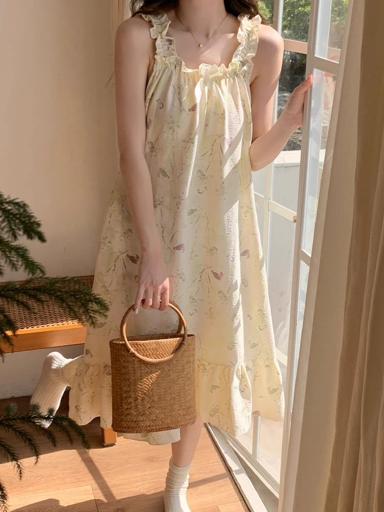 「阿男Anna」清新夏日   夏季带胸垫薄款无袖薄款吊带睡裙239-0721