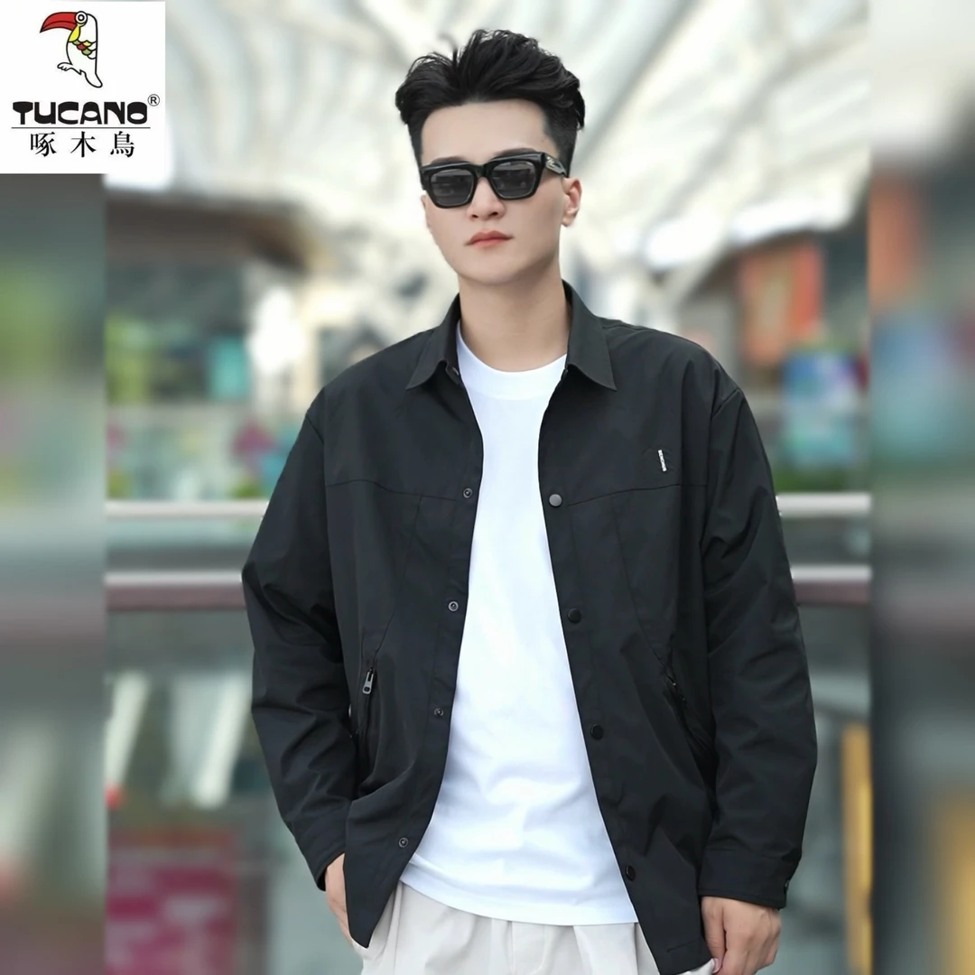 TUCANO/啄木鳥秋季新款衬衫外套男宽松翻领原色夹克帅气潮流百搭