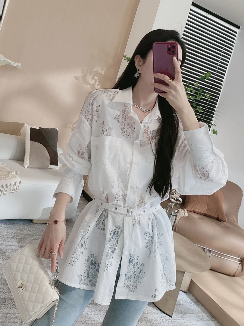 【金皇橦颜】提花镂空气质宽松衬衫（YD）1321