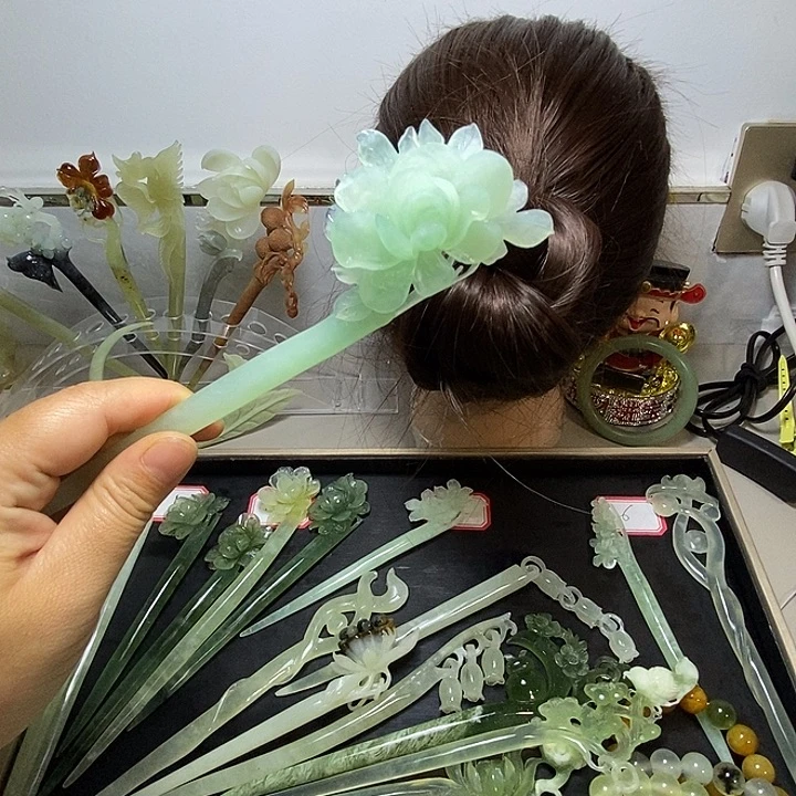 都***园岫玉未镶嵌岫玉发簪天青冻