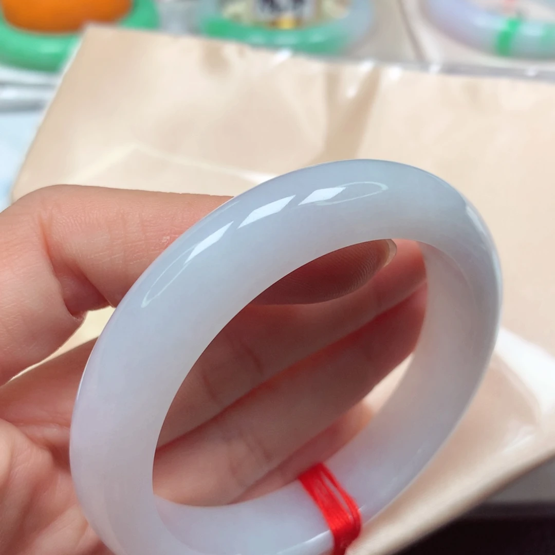 翡翠未镶嵌手镯冰润白月光飘花5253