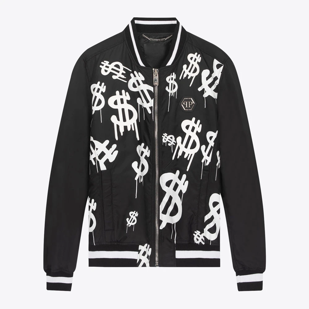 PHILIPP PLEIN PPlogo印花运动棒球领男夹克S18CMRB0537PNY002N02