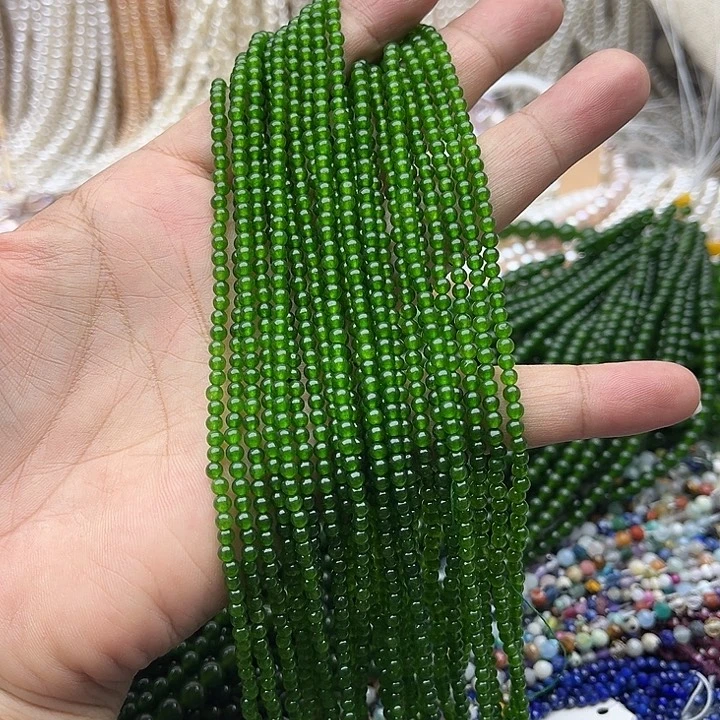 玛瑙/玉髓未镶嵌珠宝半成品一条3mm左右碧玉