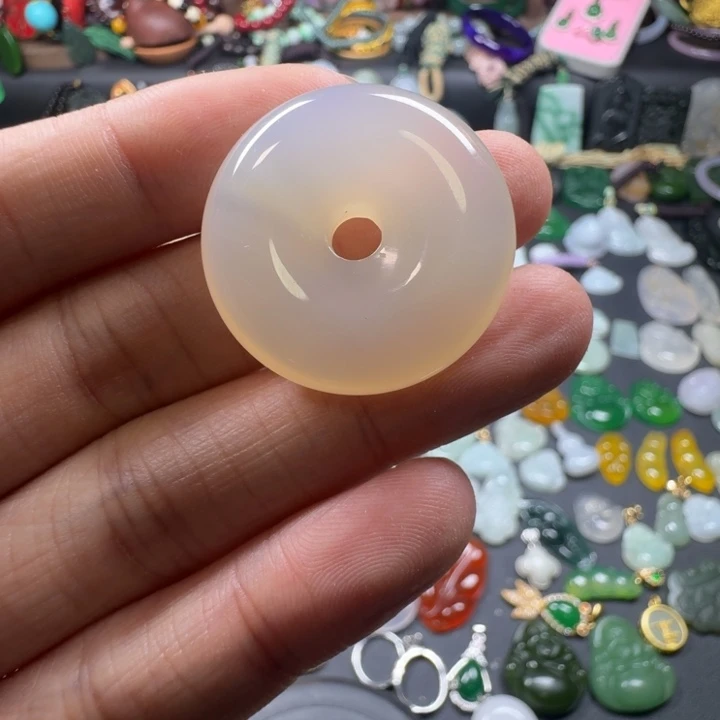 玛瑙/玉髓未镶嵌吊坠(赠链)平安扣吊坠
