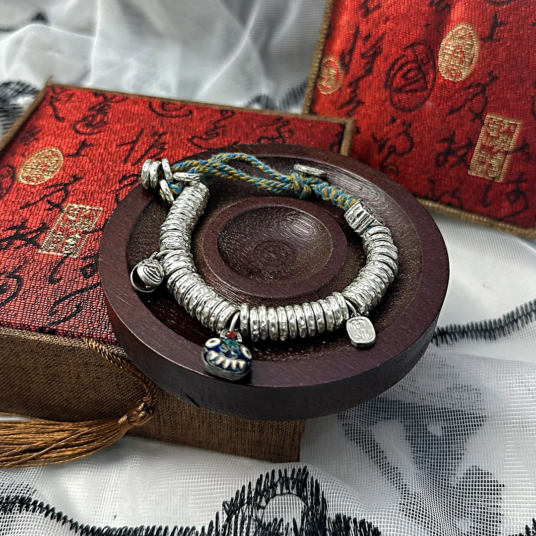 足银手镯 S172 吞金兽盘缠手链手链经典百搭手工时尚复古