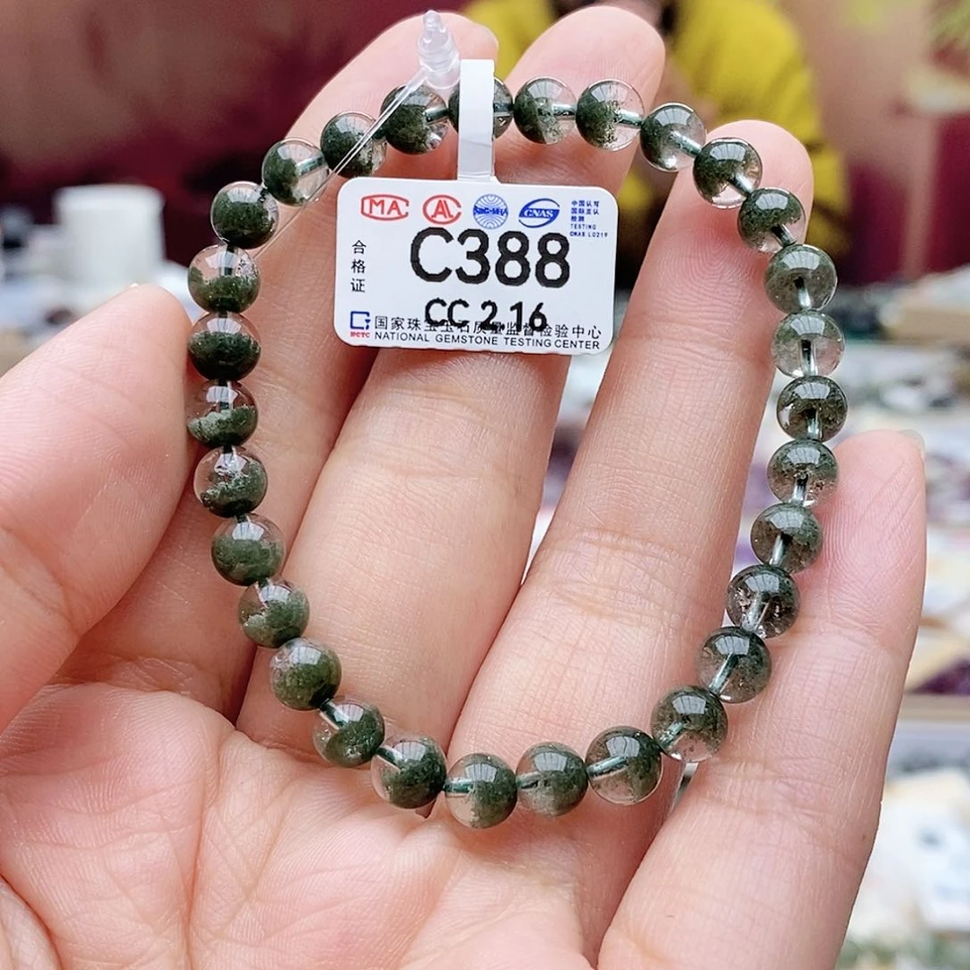 水晶手链未镶嵌绵*C388绿幽灵6.7mm