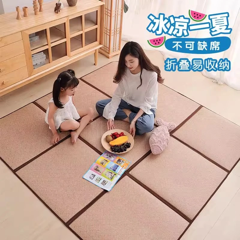 可折叠日式藤编地垫地毯客厅卧室夏季凉席榻榻米垫宝宝儿童爬行垫