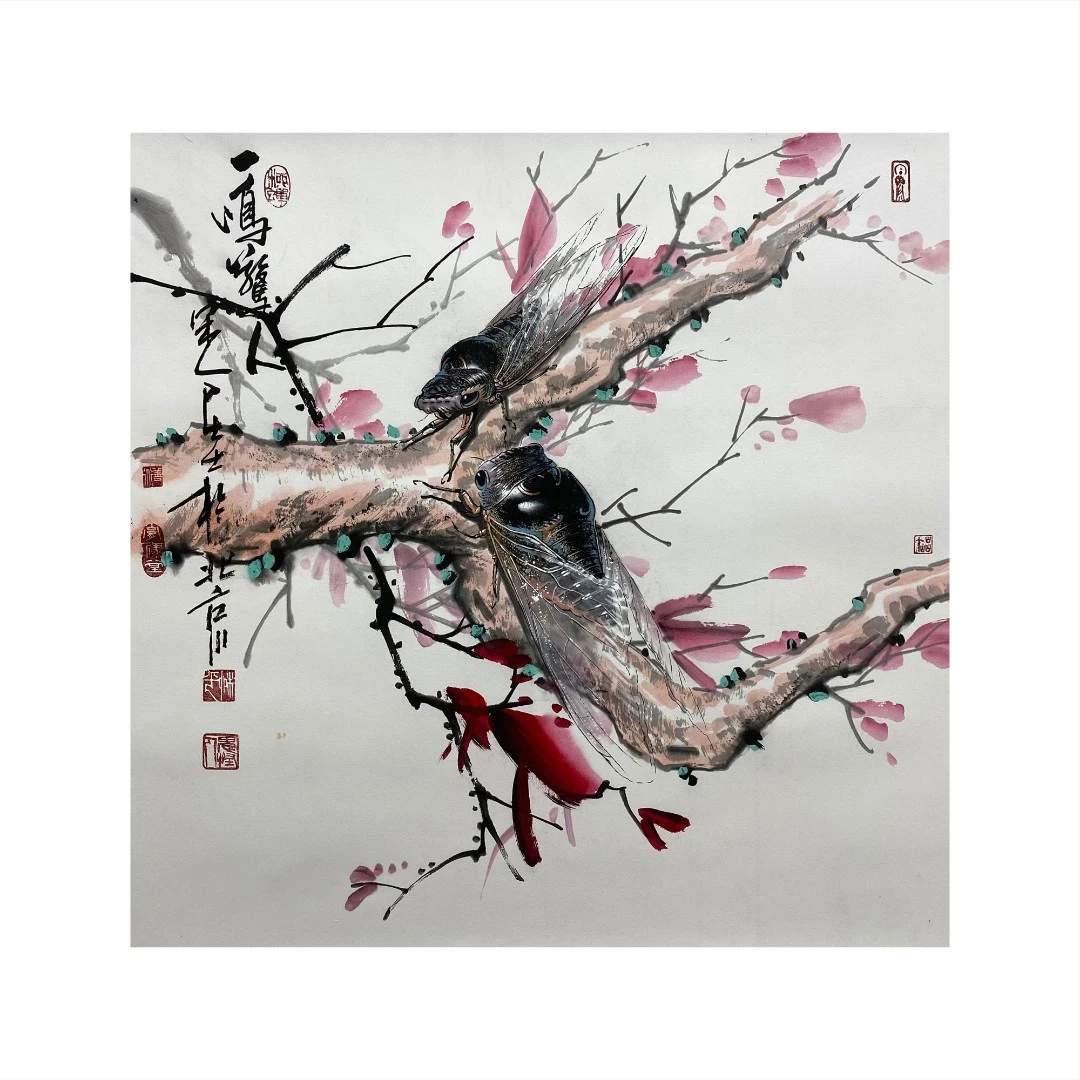 柳平四尺斗方70*70cm【蝉】国画精品收藏挂画