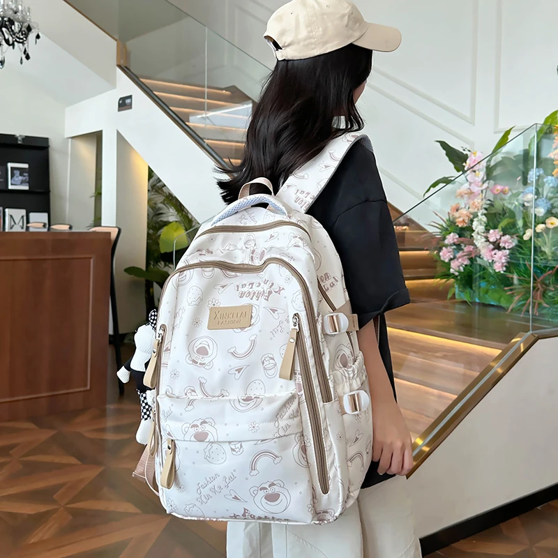 双肩包时尚休闲百搭大学生潮流韩版初中生中学生小众印花日系轻便