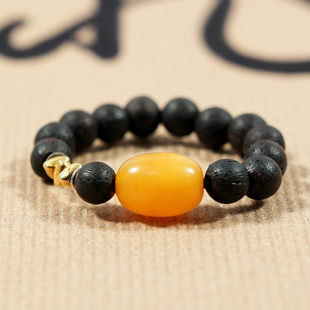 降真香蜜蜡戒指轻奢百搭