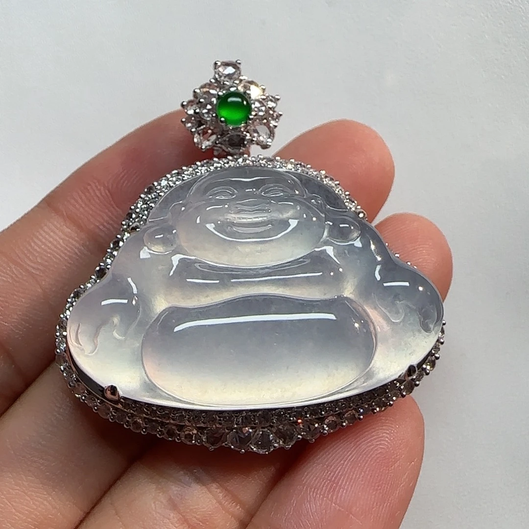 翡翠18K金镶嵌吊坠(不含链)佛公