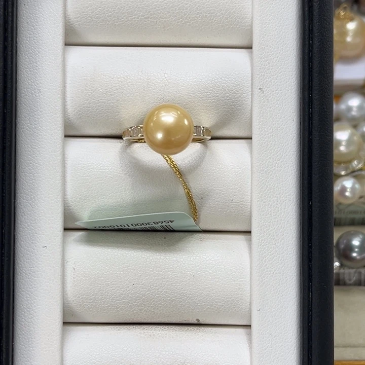 银S925镶嵌海水珍珠戒圈金珠10-11mm 21号