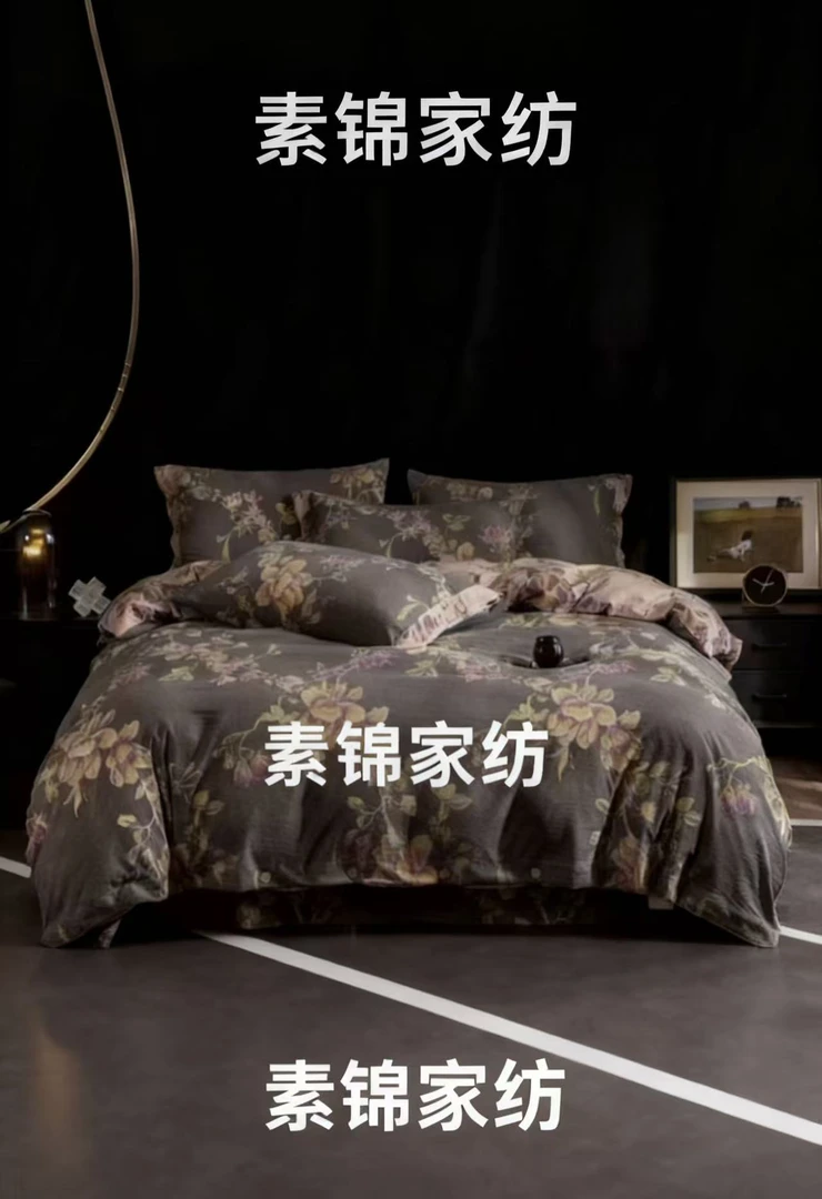 【玉兰映春三件套】纯棉双层纱A类床单2.45*2.45M枕套48*74cm