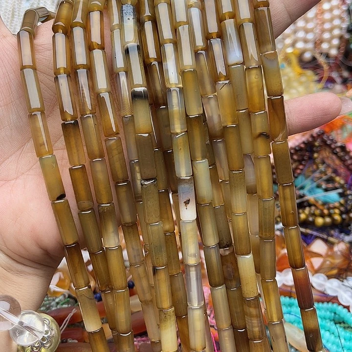 玛瑙/玉髓未镶嵌珠宝半成品一条6/16mm玛瑙管珠