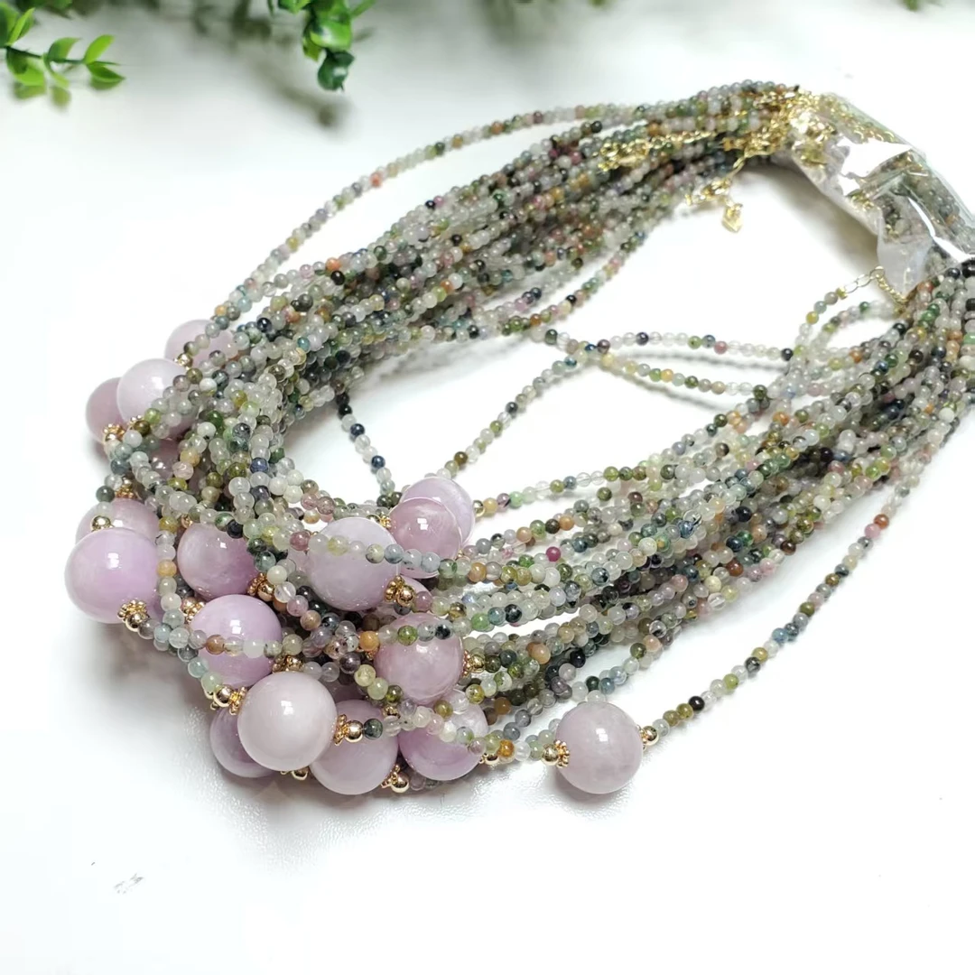 N498【赵小姐】时尚百搭紫锂辉圆珠项链多样式发其一