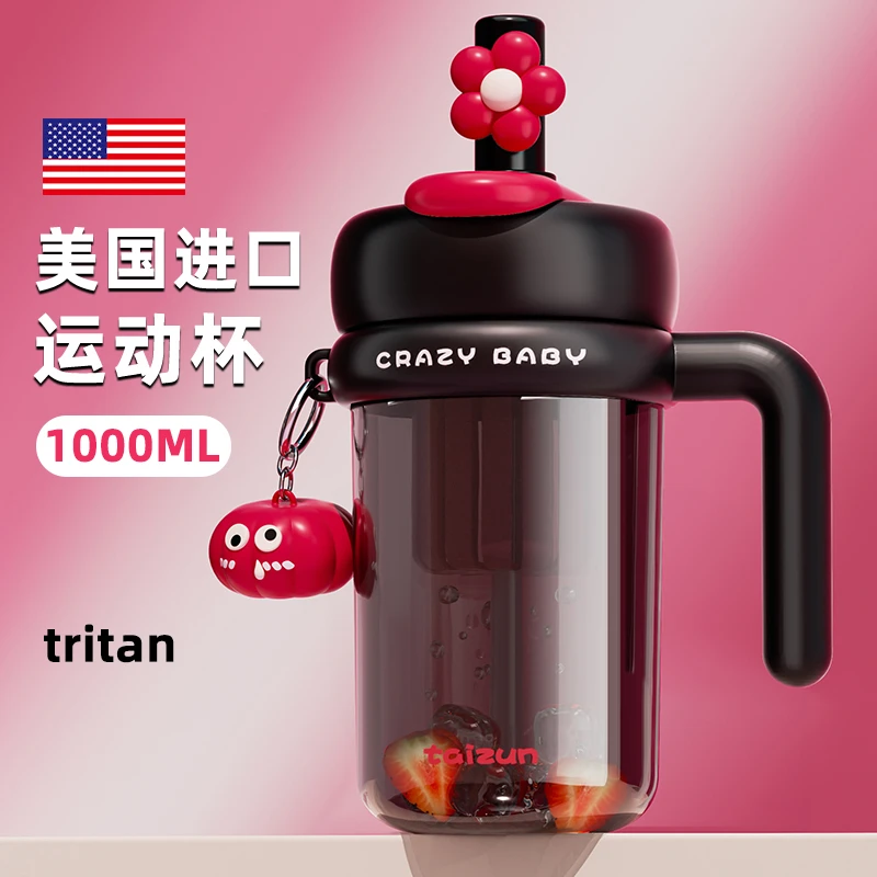 夏日吸管水杯大容量耐高温tritan杯子女新款2025水壶可爱便携