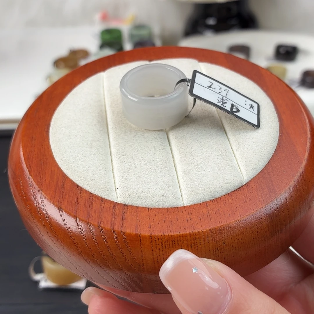 和田玉未镶嵌戒指Q113冰紫圆切内径16.3