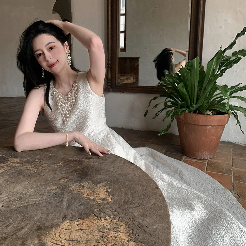 FLOATING 艺术品 手作巴洛克流苏珍珠高精密提花生日裙订婚裙轻奢